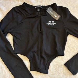 Black Long Sleeve Crop Top